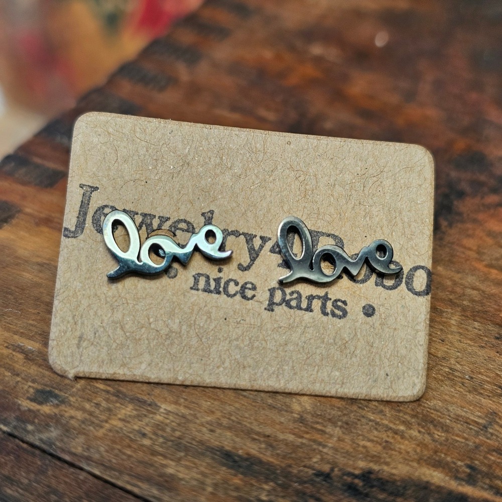 Black Love Script Stainless Steel Stud Earrings Women Minimalist Earring